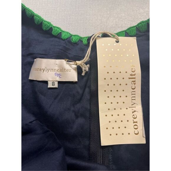 Corey Lynn Calter dress navy w/green accent sz 8 NWT - Picture 3 of 5